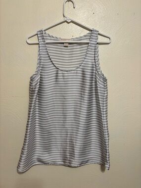 Michael Kors Gray White Striped Tank Top Size M Sleeveless Blouse
